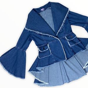 Eien Blue Jean Hi Low Denim Jacket Women’s Sz 1XL